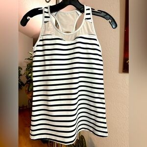 Athleta navy/white stripe tank top size S